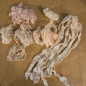 Vintage Lace Trim Ribbon Bundle Tatting Eyelet Junk Journal Slow Stitching 7pc